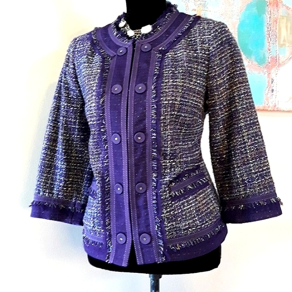 Chico's/ Purple/ Tweed Blazer/ Jacket - Picture 9 of 14